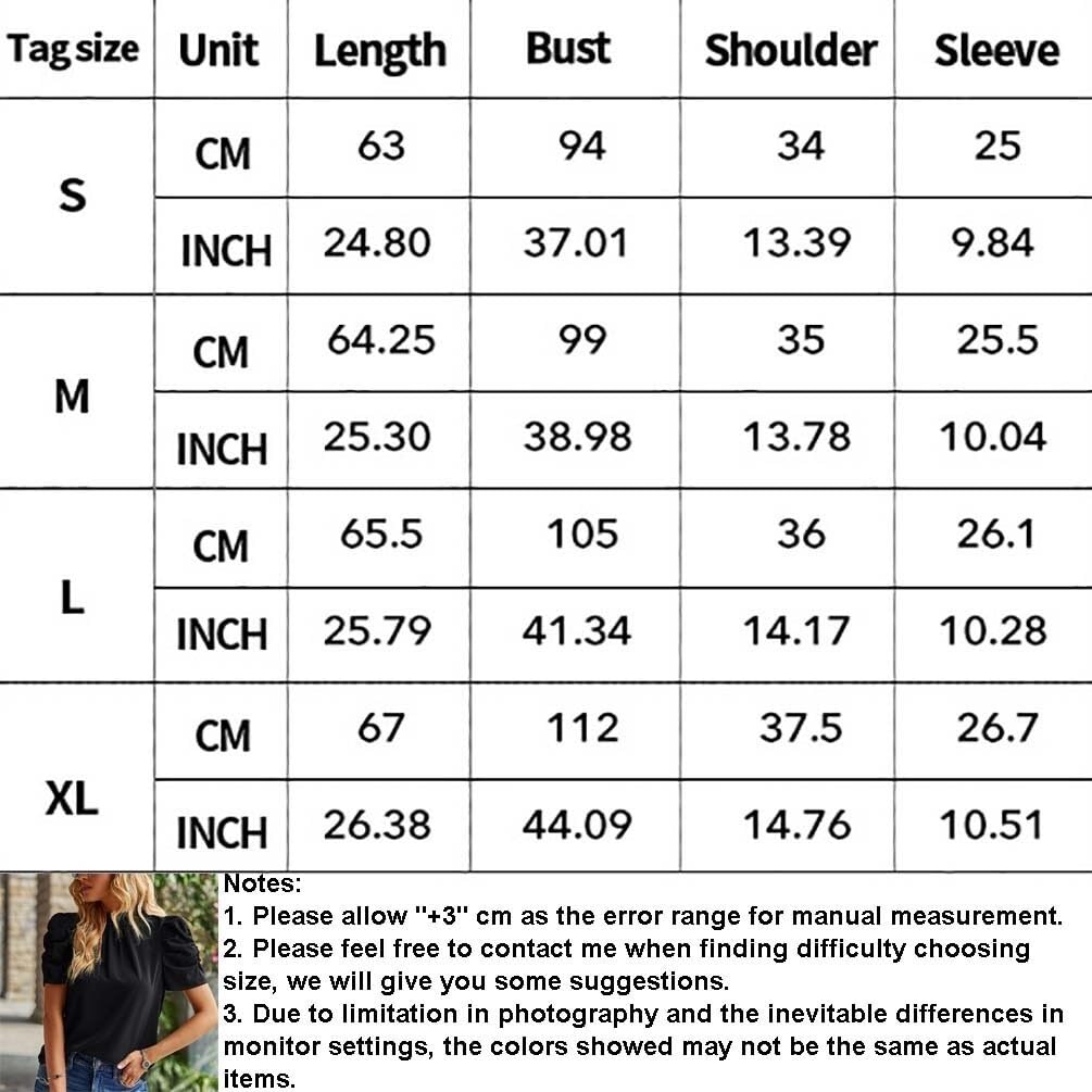 Femmes Col Rond Plissé Devant T-Shirts À Manches Courtes Été Hauts Habillés Blouses Décontractées Été Femmes Col Rond Hauts Amples T-Shirt Oversize (Color : Black, Size : L)