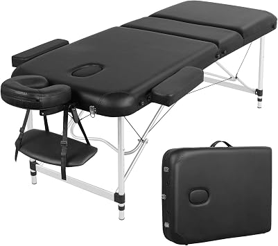 costoffs Massage Tables Height Adjustable 3 Sections 70cm/Black