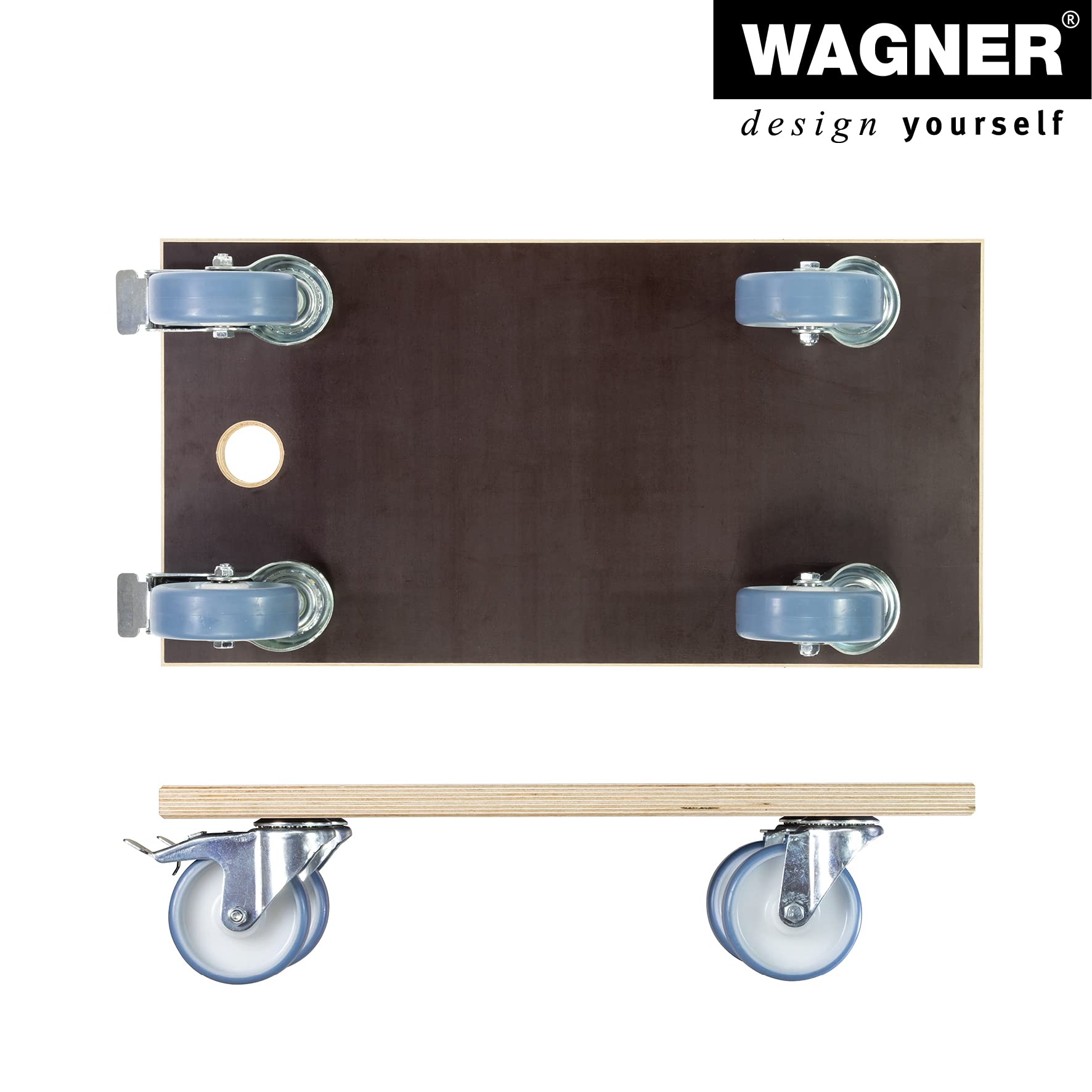 Wagner Plataforma de Carga MM 1341-57,5 x 30 cm - para Electrodomésticos y Muebles Muy Pesados, 500 kg de Carga Máxima, Antideslizante, Ruedas Blandas, 2 Frenos, Certificado FSC® - 20134101
