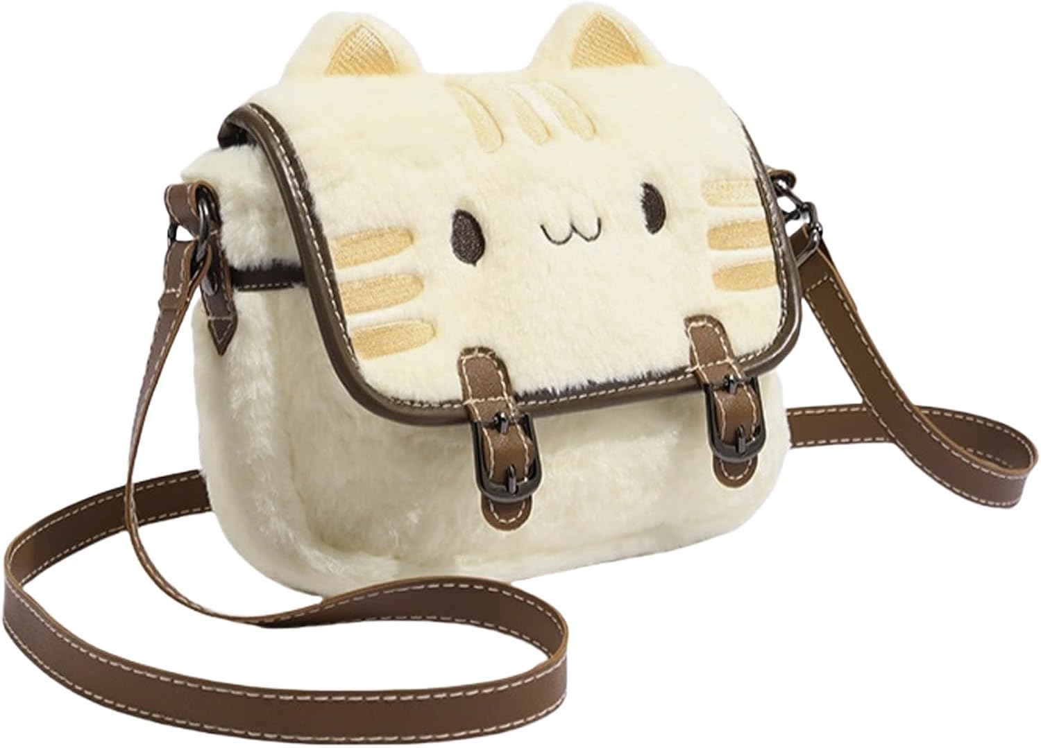 Cute Cat Purse for Girls Women Faux Fur Kitty Crossbody Bag Plush Cat Handbag and Purses Stuffed Cats Purse Kawaii Kitty Bag