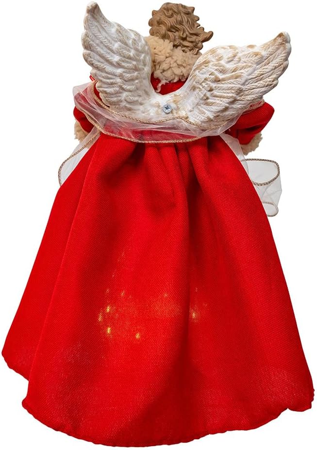 Kurt Adler 14" UL 10 Lights Red & Green Angel Treetop
