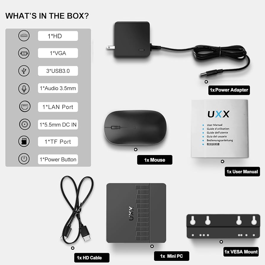 UXX 2025 Mini PC Support 512GB/2TB M.2 SSD Expansion
