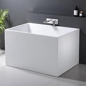 35-inch Acrylic Free Standing Tub with Seat, Japanese Soaking Tub