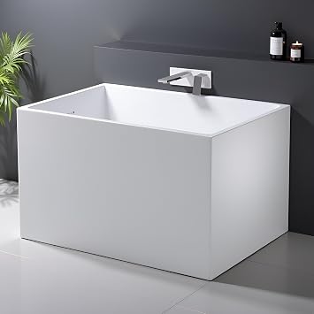 35" Acrylic Free Standing Tub with Seat, Small Japanese Soaking Tub