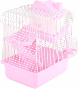 Hamster Cage, 2 Tiers Hamster Cages, 2 Floors Syrian Hamster Home House Rodent Habitat Cage for Dwarf Hamster,Ferrets, Gerbil (24x18x31cm)