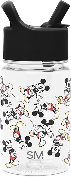 Simple Modern Disney Mickey Mouse Kids Water Bottle Plastic BPA-Free Tritan Cup with Leak Proof Straw Lid | Reusable and Durable for Toddlers, Boys | Summit Collection | 12oz, Mickey Mouse Retro
