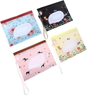 Toyvian 4pcs Packing Bag Portable Wipes Container with Lid Baby Suitcase Wipe Carrying Case Eva Wet Tissue Case Reusable Wet Wipe Pouch Eva Wet Tissue Dispenser Travel Wet Wipe Bag Filling