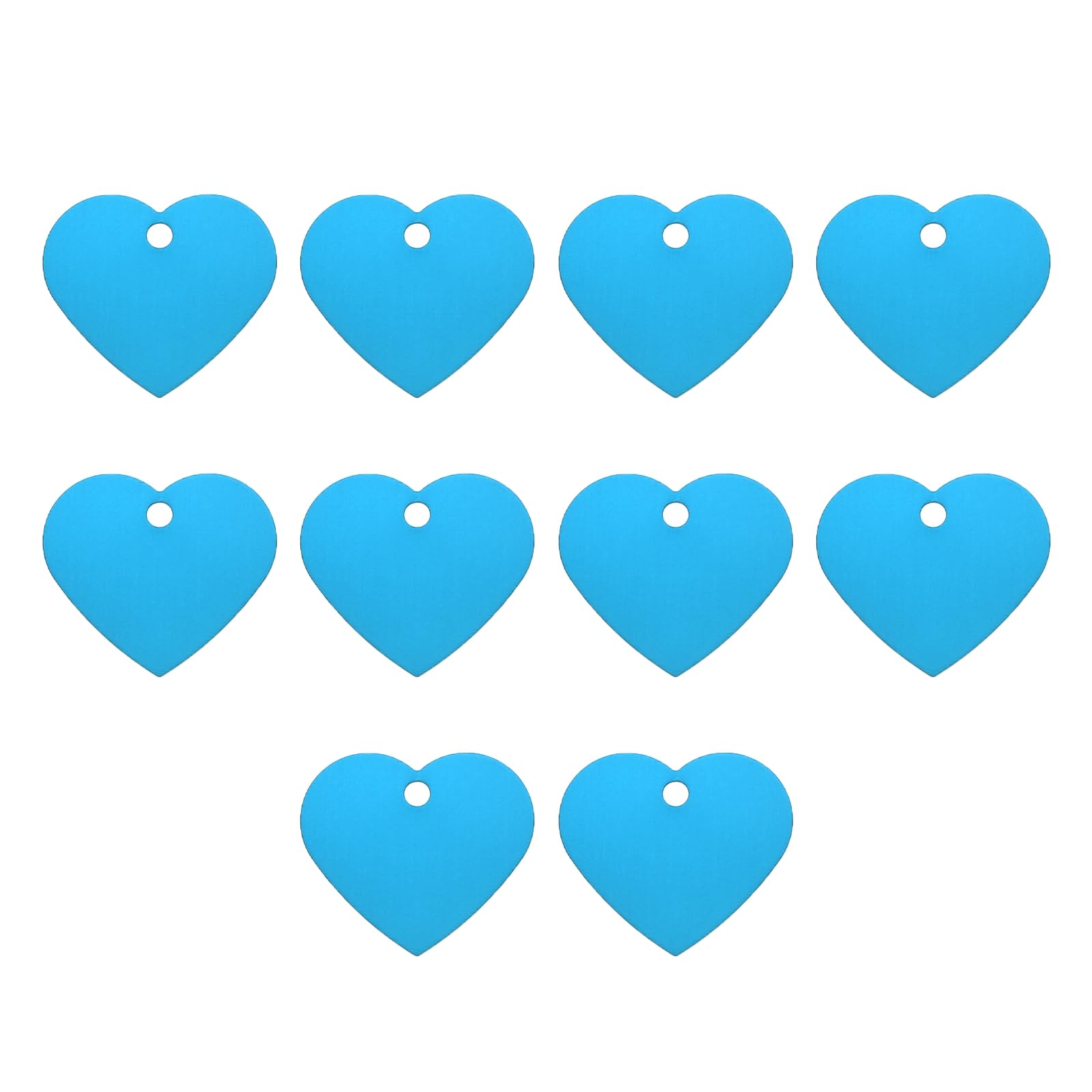 MECCANIXITY Heart Stamping Blank Tags, Aluminum Blank Dog ID Tag, Lake Blue Engraving Tags for Necklace Bracelet Making, Pet ID Tags, Pack of 10