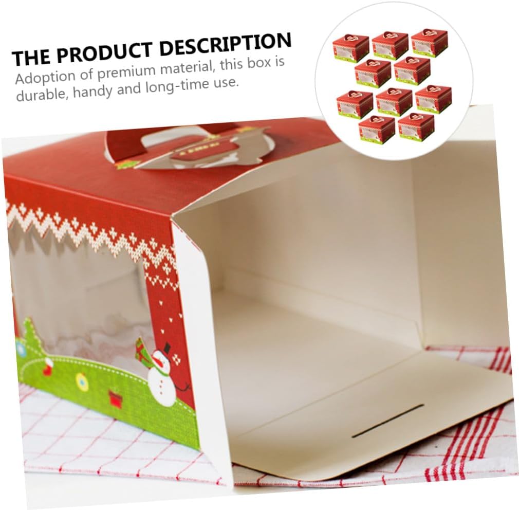 10pcs Christmas Cupcake Boxes Base Window Cake Storage Container for Desserts for Weddings Birthdays and Holiday Celebrations
