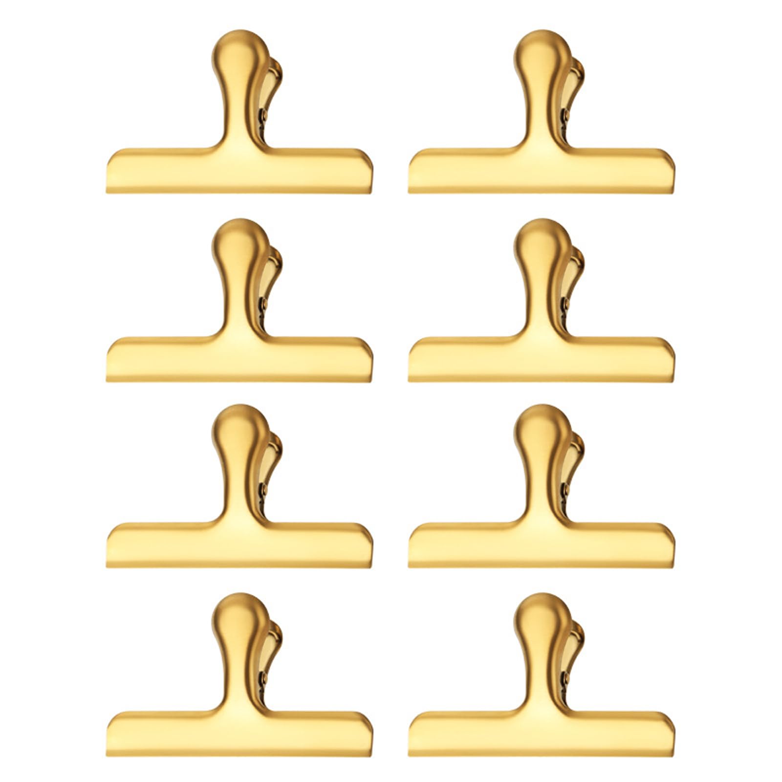 NVOQILIN 8Pcs Stainless Steel Binder Clip File Paper Clamps Metal Hinge Clip File Paper for Craft Drawing Board Food Bag Metal Sealing Clips