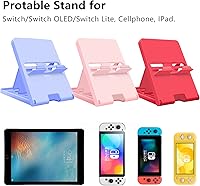 Vista 2 de Soporte compatible con Nintendo Switch, soporte de interruptor ajustable, soporte de teléfono plegable para escritorio, accesorios de soporte