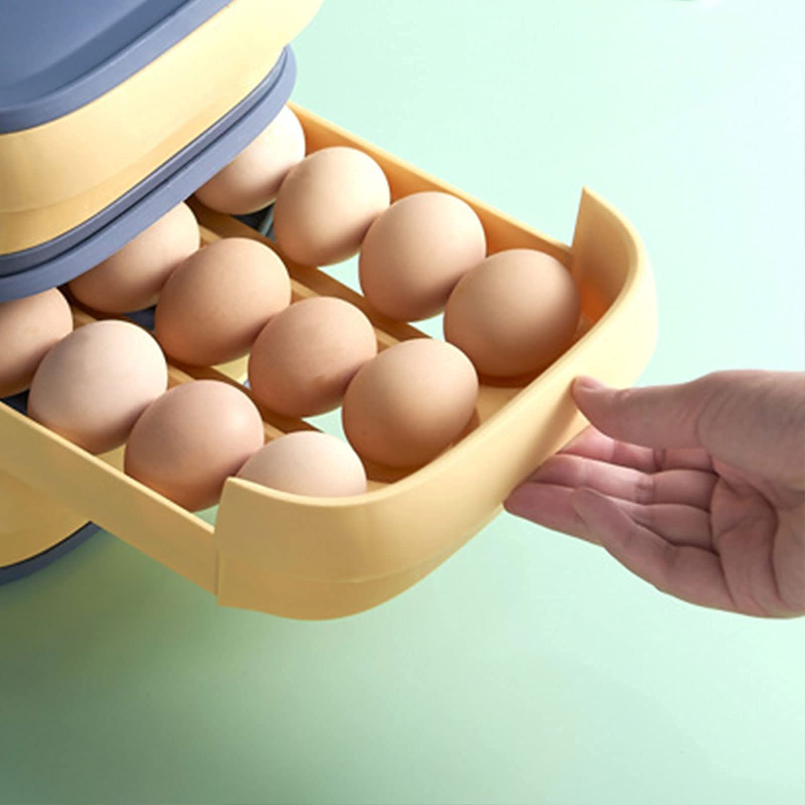 Portauova Frigo Con Scorrimento Automatico - Contenitore Con Indicatore Freschezza (Rosa) - Foto 10