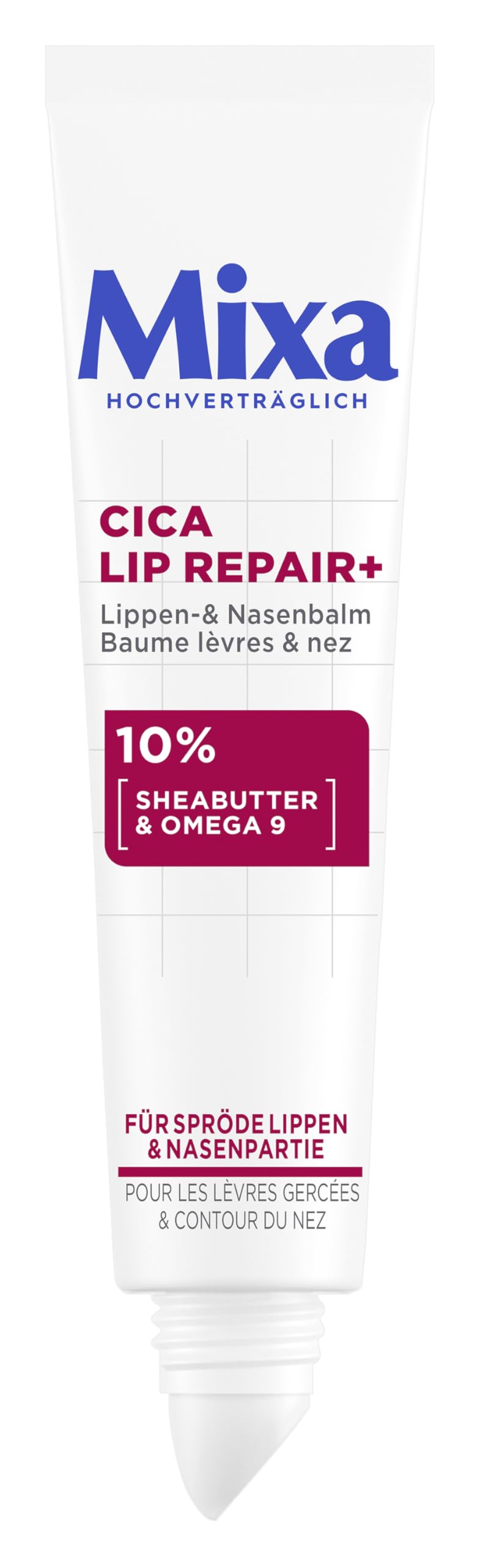 Mixa Cica Lip Repair+ Lippen- & Nasenbalsam – Regenerierende Pflege mit 10% Sheabutter & Omega 9 gegen spröde Lippen & Trockenheit – Beruhigender SOS Balsam für die Mund- & Nasenpartie