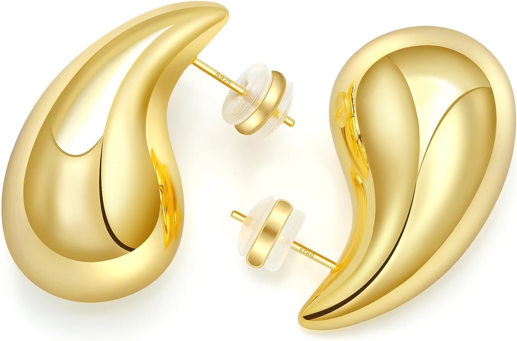 18K Gold Plated Teardrop Earrings Dupes for Women, Water Drop Earrings, 925 Sterling Silver Post Earrings, Gift Jewelry