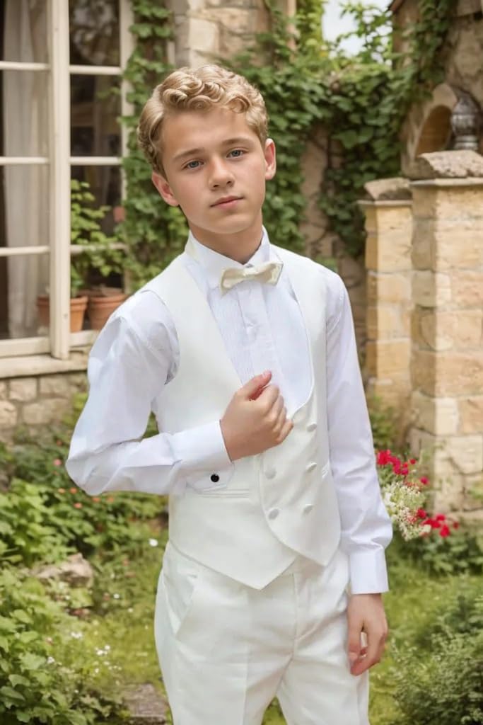 Costume de mariage pour garçon - Tenue de communion - Tenue de baptême - 2 pièces - Smoking pour enfants - Blanc