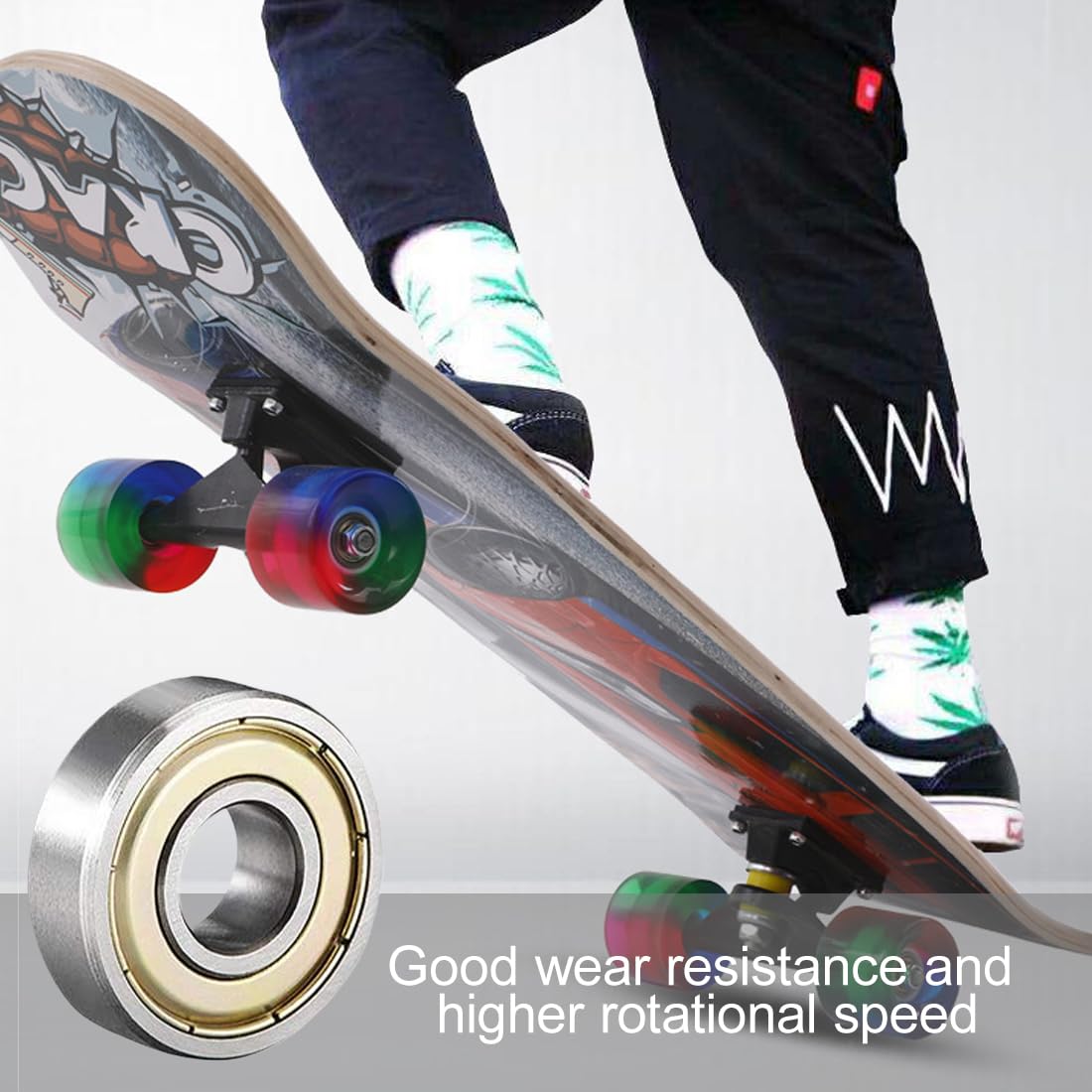 8 cuscinetti a sfera in metallo, cuscinetto a sfere 608ZZ, cuscinetti a sfere a micro scanalatura, cuscinetti a sfere di alta qualità adatti per rulli, skateboard, longboard, pannelli ondulati