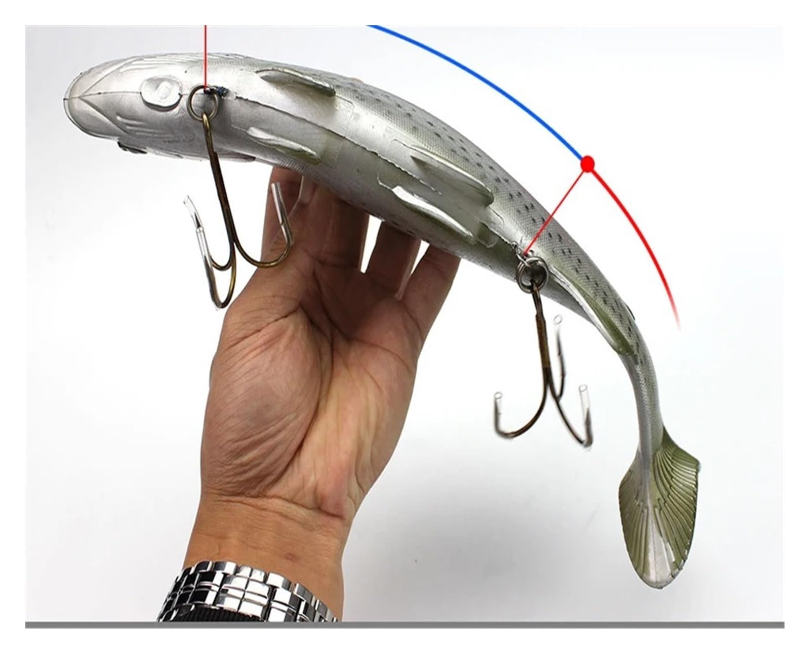 Señuelos Pesca Cebo Suave de Aguas Profundas, 30cm, Pesca en el mar, tamaño Grande, señuelo de pez simulado con 3 Ganchos, cebos Artificiales, Swimbait, Cebo con manivela, 1 Uds. Cebo Artificial