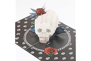 Spooky Valentine 💀 Rose Skull Día de los Muertos Pop Up Card