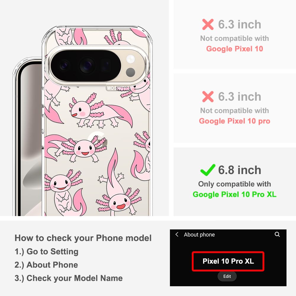 MOSNOVO Case for Google Pixel 10 & Pixel 10 Pro, [Buffertech 6.6ft Military-Grade Drop Protection] [Anti Peel Off Tech] Clear TPU Bumper Phone Case Cover Design - Cute Cherry — view 200