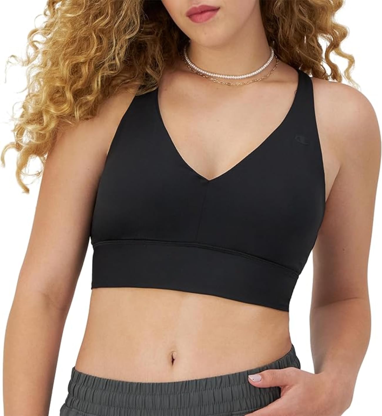 Champion Women's Sports Bra, Soft Touch, Moisture Wicking, Longline Strappy Sports Bra for Women