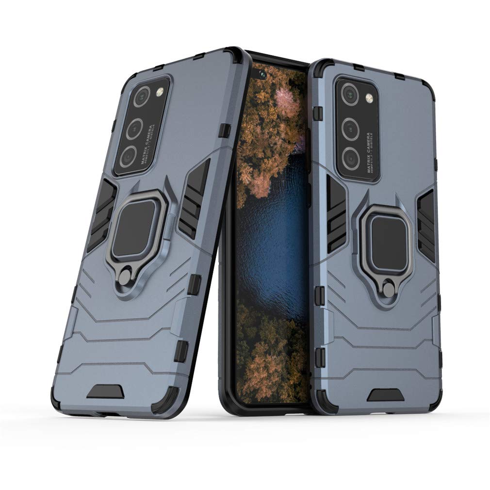 CHcase Huawei P40 Pro Funda, Anillo Metálico Sujeción Soporte Antichoque Rígido Caja (Funciona con el Montaje de Coche Magnético) Doble Capa Sólido Case Carcasa para Huawei P40 Pro -Black Plus Gray — view 2
