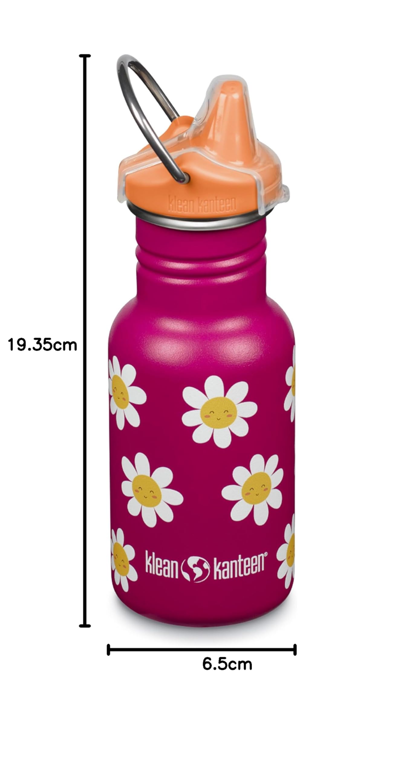 Klean Kanteen Trinkflasche Classic Narrow (Sippy Cap) mit Trinkverschluss aus Edelstahl in der Farbe Pink mit einem Volumen von 355 ml, 1011200
