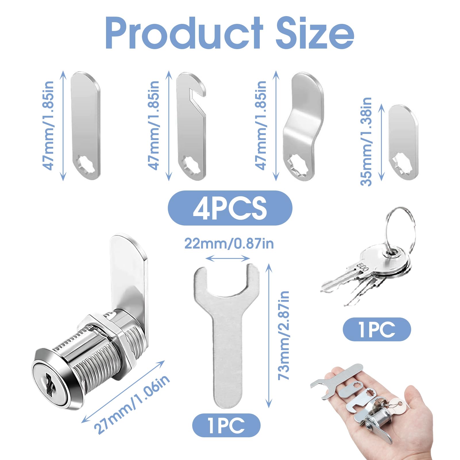Serratura Tubolare Per Cassetta Postale - 16mm Con 4 Chiavi E 4 Piastre, Taoduod - Foto 13