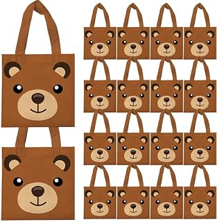 20 PCS Non-Woven Bags Mini Bear Gift Tote Bags Reusable Goodie Treat Candy Bags for Bear Birthday Party Decoration Baby Shower Supplies