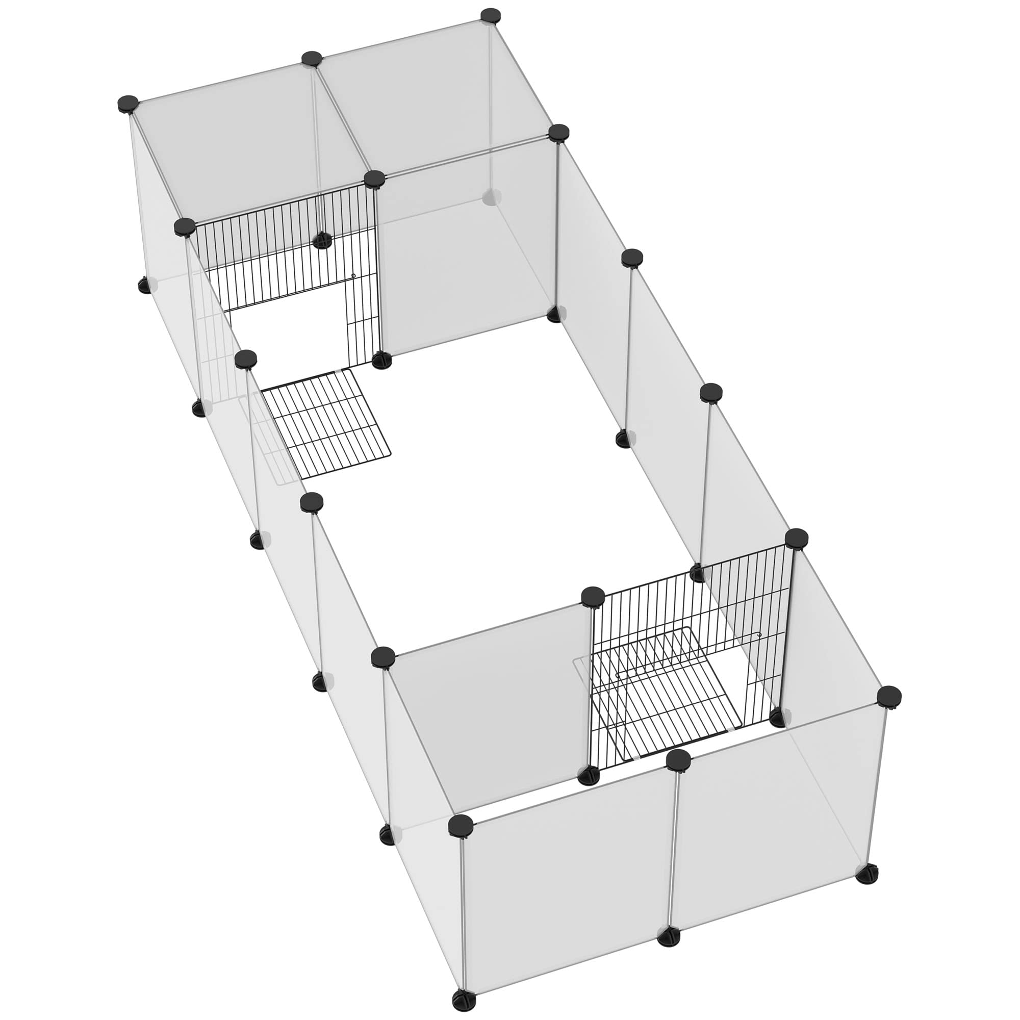 PawHut Enclos Parc modulable pour Petits Animaux 20 Panneaux pour Lapin, Hamster, Chiot, Cochon 175 x 70 x 45 cm Blanc