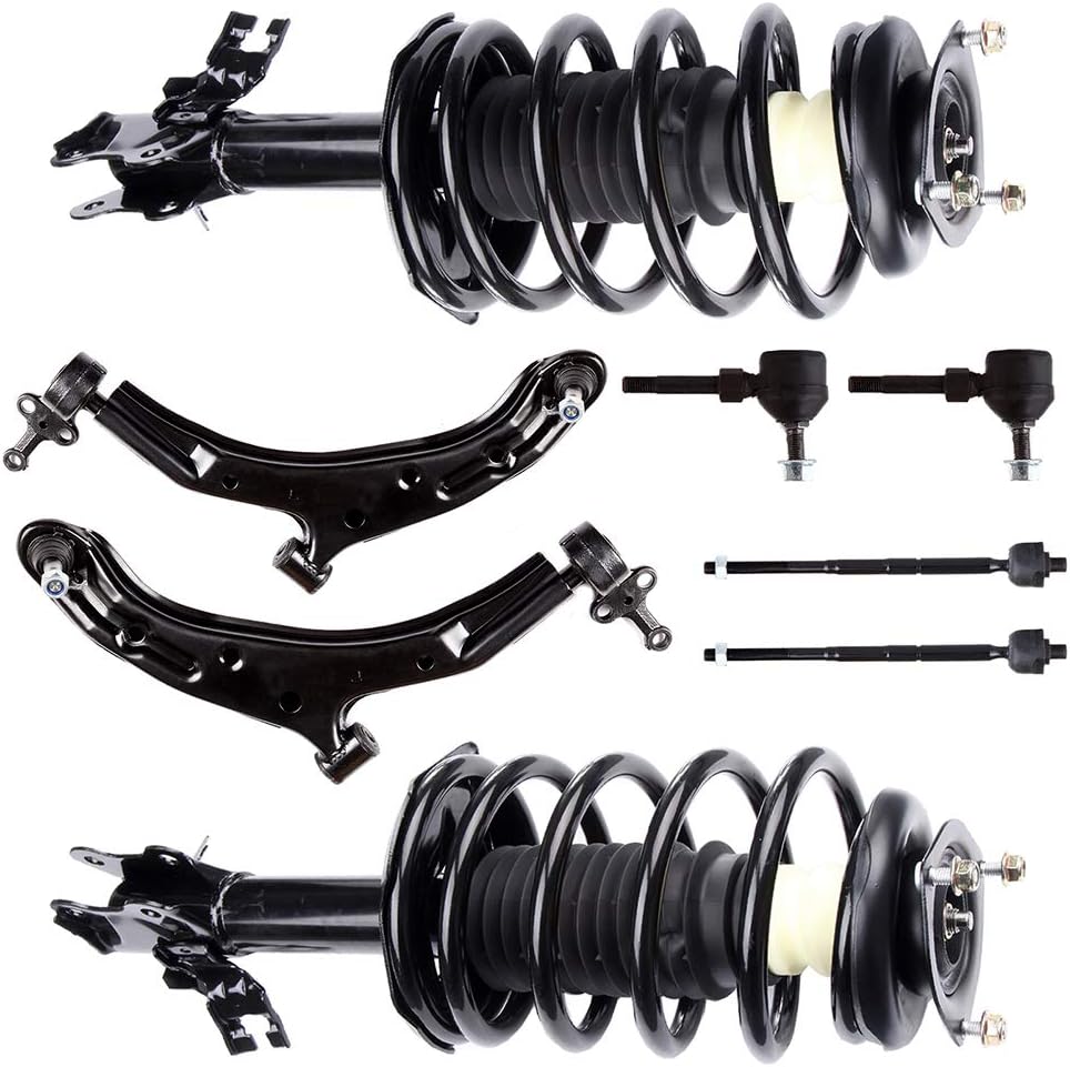 cciyu 8pcs Front End Suspension Kit for Nissan Sentra 2002-2006 2 Struts with Control Arm Ball Joint 2 Sway Bar Stabilizer Link 2 Tie Rod 2003 2004 2005 Replacement
