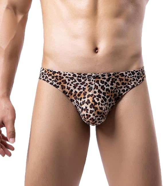 3 Pack Men Leopard Print Boxer Briefs Low Rise Stretch Breathable Trunks Underwear