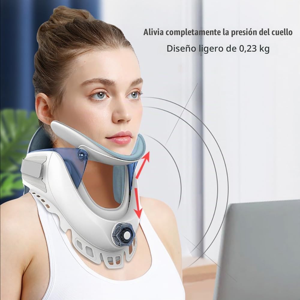 Dispositivo De Tracción Cervical Ajustable y Ligero -Con Soporte Cervical De Almohadilla Inflable,Para Dolor y Soporte Del Cuello,Alivio De La Presión Cervical y Tensión,Adecuado Para Uso Doméstico