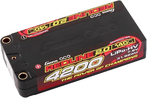 Miniatura 3 de Gens ace Redline 2.0 Series 4200mAh 2S Lipo Batería 140C 7.6V HV HardCase Shorty Lipo Batería (2 piezas)