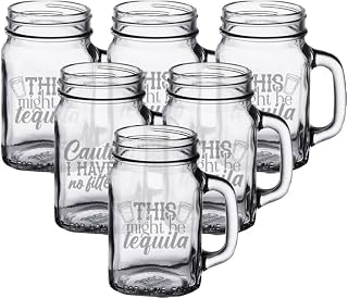 This Might Be Tequila - Engraved Etched 16 oz Mason Jar Glass Mug for Beer Tea Laser Engraved for Birthdays, Holidays, Anniversary, For Him, for Her, Gift (Set of 6)