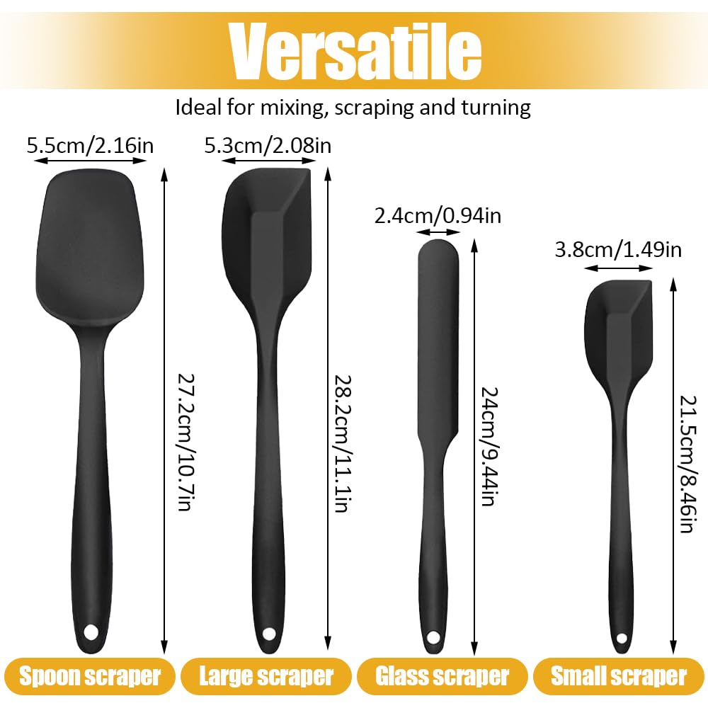 Set 2 Spatole In Silicone Con Manico Legno - Testa Flessibile Antiaderente, Resistente Al Calore, Per Cucinare, Mescolare, Pancake, Dimensioni 29 E 34 Cm
