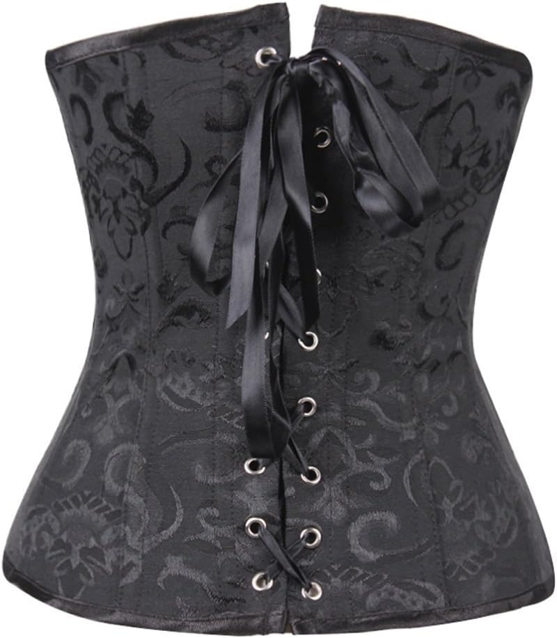 Everbellus Womens 24 Spiral Steel Boned Satin Underbust Waist Training Brocade Corset - Image 6