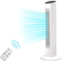 Antarctic Star Tower Fan 85Oscillating Quiet Cooling 15H Timer Remote Control Powerful Standing 3 Wind Speed 3 Wind Modes LED Display Bladeless Portable LED Display,Bedroom Office, White