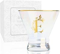 Vista 25 de Onebttl Vasos de Martini iridiscentes sin tallo con inicial L, regalos personalizados para mujeres, 8 onzas, regalos de cóctel, vasos de alcohol