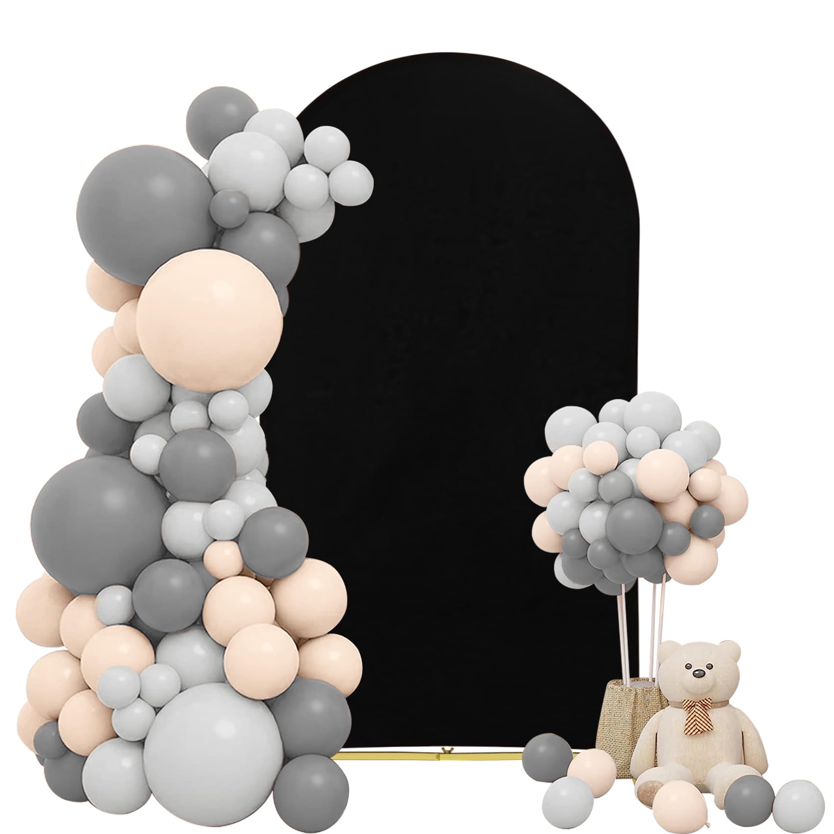 Wedding Arch Cover 6.6FT Black Spandex Fitted Arch Cover Round Top Stand Covers Double-Side Stretchy Chiara Cover Backdrop Cover for Wedding Banquet