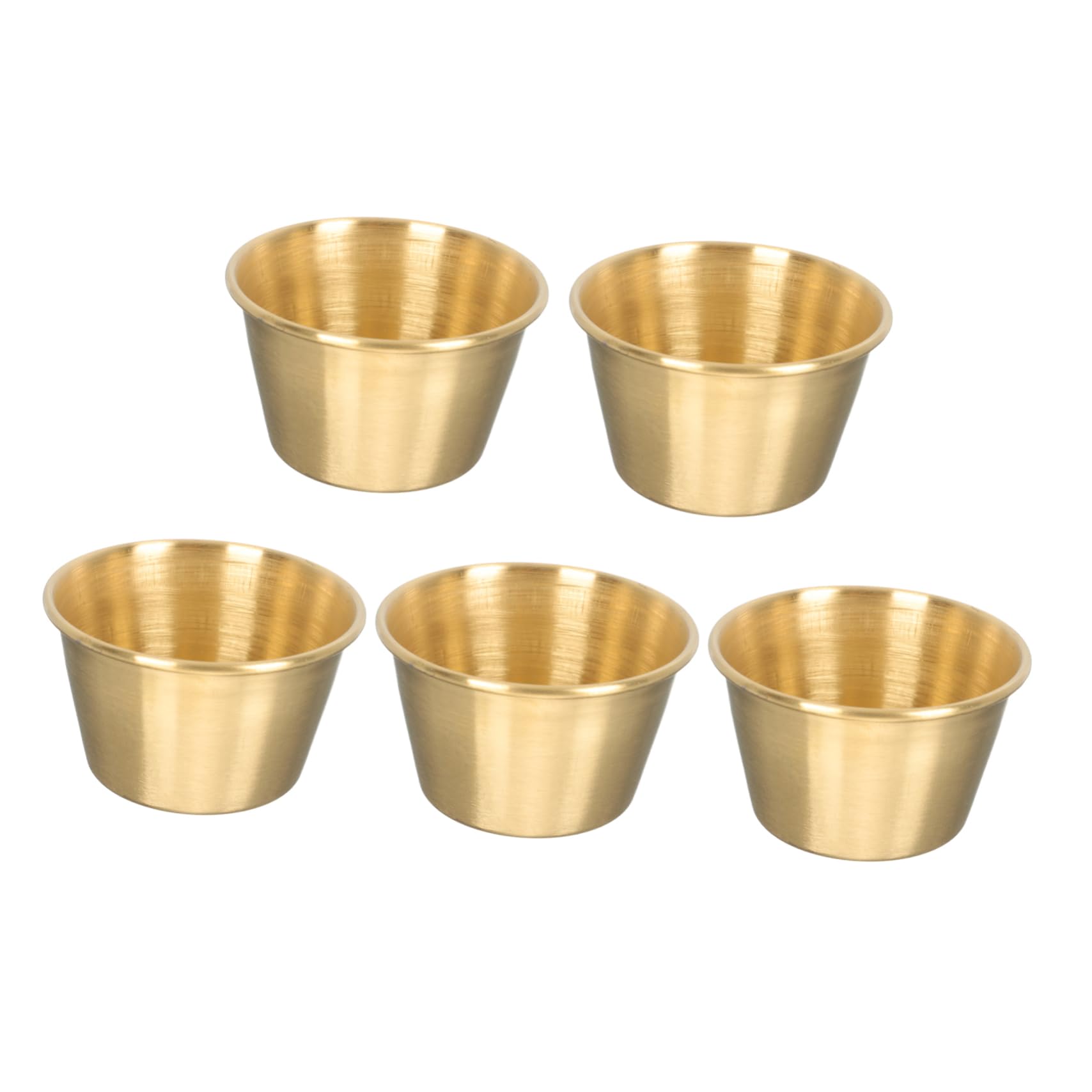 VINTORKY 5pcs Pancake Sauce Cup Sauce Dish Sauce Saucers Jalapeno Ketchup Flavor Dishes Sauce Cups Small Condiment Bowls Mini Seasoning Dishes Small Dipping Cup Golden Stainless Steel