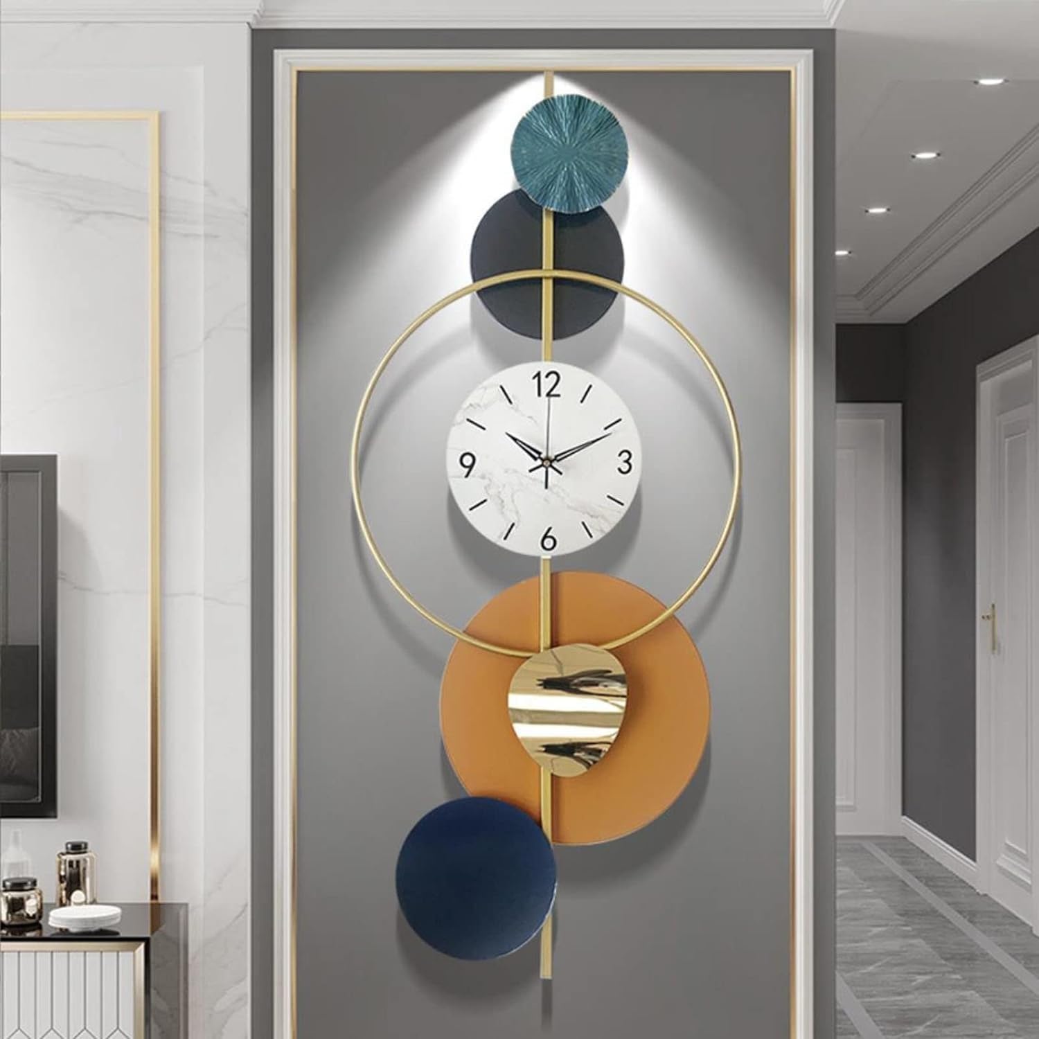 SaryEdge Wall Clock Modern Metal Art Large Wall Clock Metal Creative Silent Wall Clock No Ticking Decorative Clock Suitable for Bedroom Office Restaurant Decoration,