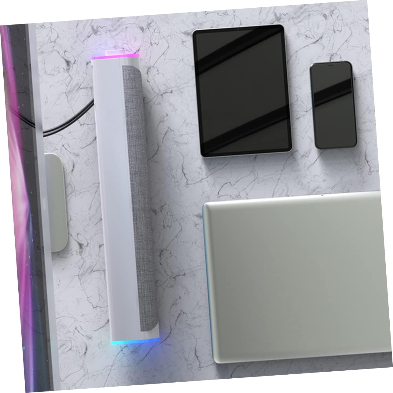 DOITOOL Pc Speakers White Mini Sound Bar for Desktop Gaming Soundbar 3D Surround Sound