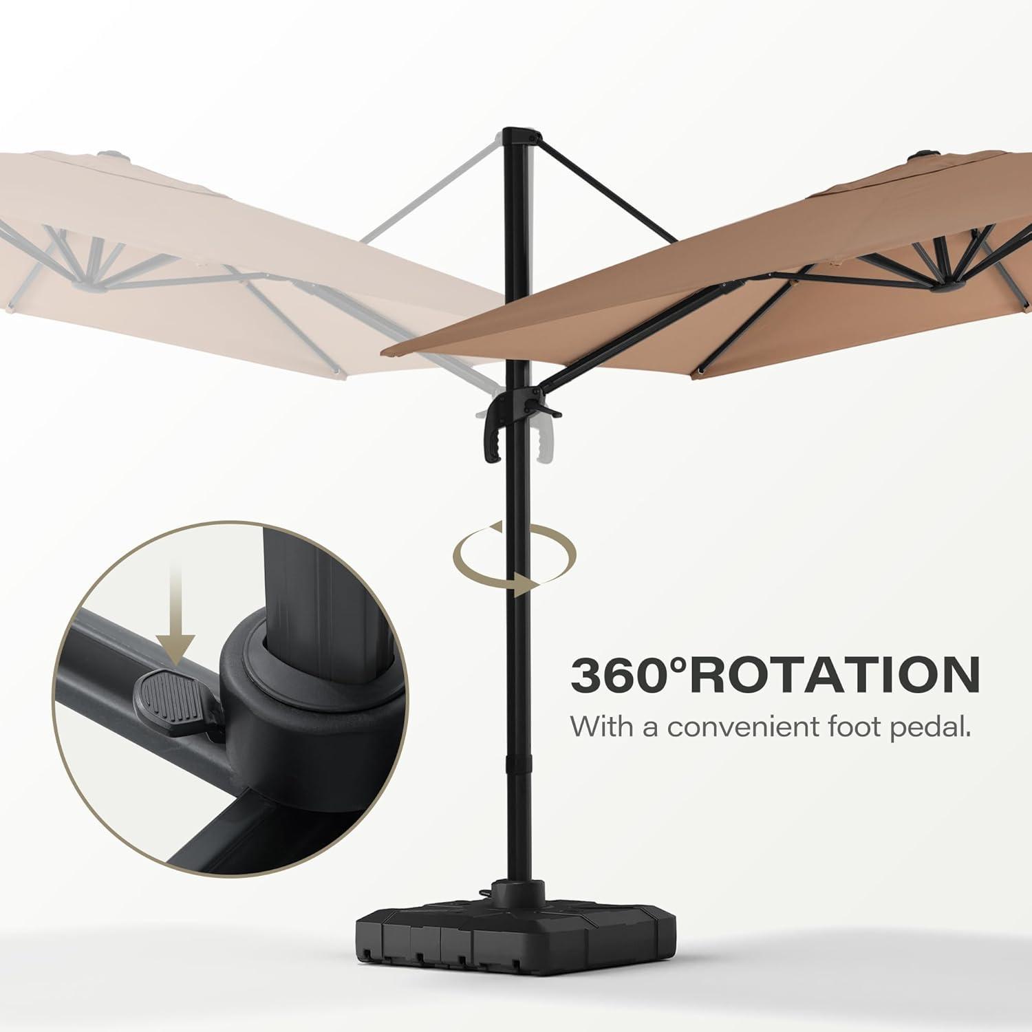 LAUSAINT HOME 10FT Square Cantilever Patio Umbrella, 360° Rotation Offset Umbrella with Aluminum Frame, Large Outdoor Sun Shade for Backyard, Pool, Deck, Lawn(Square Khaki)