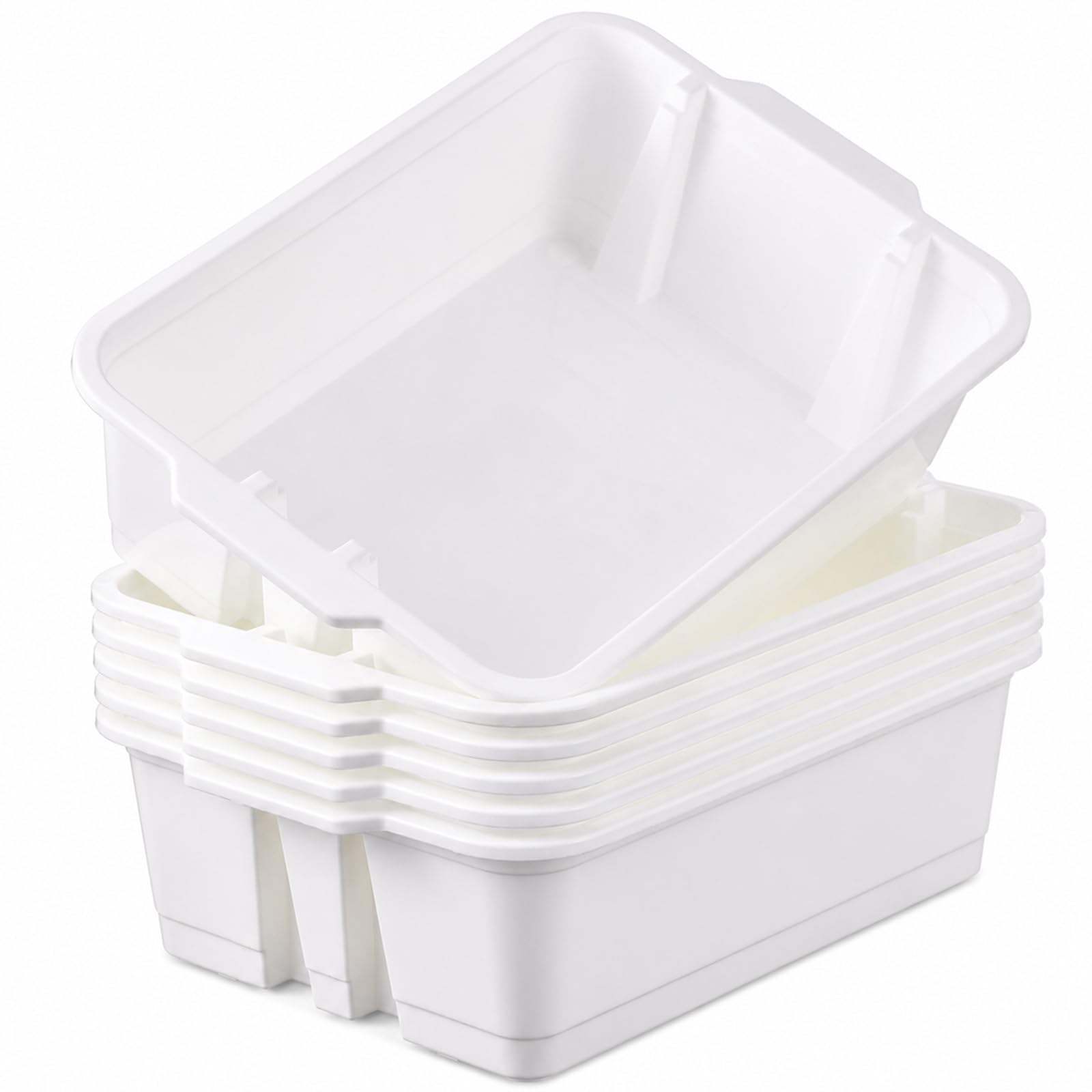 Photo 1 of gisgfim 6 Pack Classroom Stacking Bins - White Plastic Book Bins