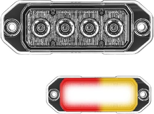 Miniatura 10 de Luz Z-4 Tir estroboscópica, led de emergencia para montaje en superficie, foco de luz de advertencia, ultra delgada, Ámbar Transparente (Amber Clear)