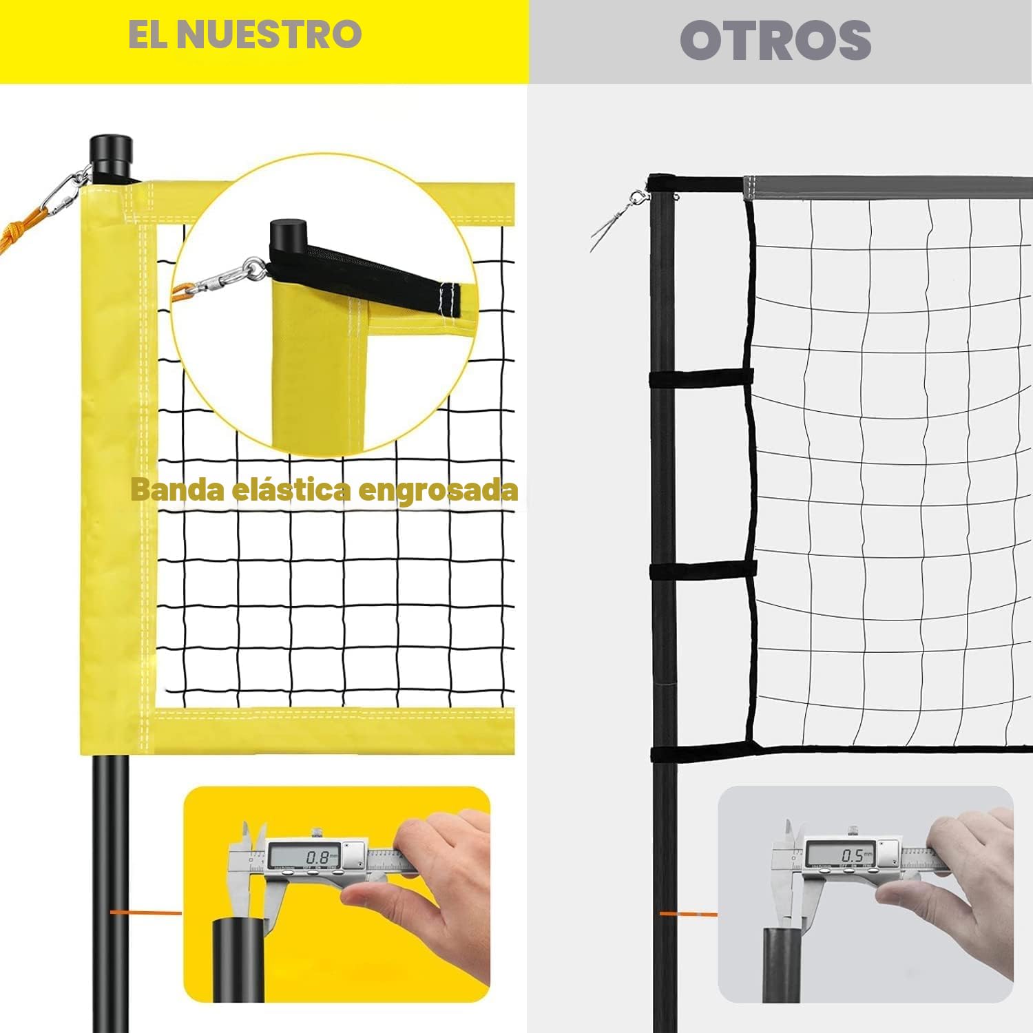 Yoving Juego de Red de Voleibol 9,5 M X 1 M - Completo Con Postes de Acero, Señalización de Campo, Pelota y Bolsa de Transporte Gratuita - Líneas y Altura Ajustable