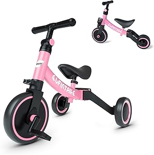 besrey 5 in 1 Toddler Bike for 1 Year to 4 Years Old Kids, Toddler Tricycle Kids Trikes Tricycle, Toys for Boy & Girl, Balance Training, Removable Pedals