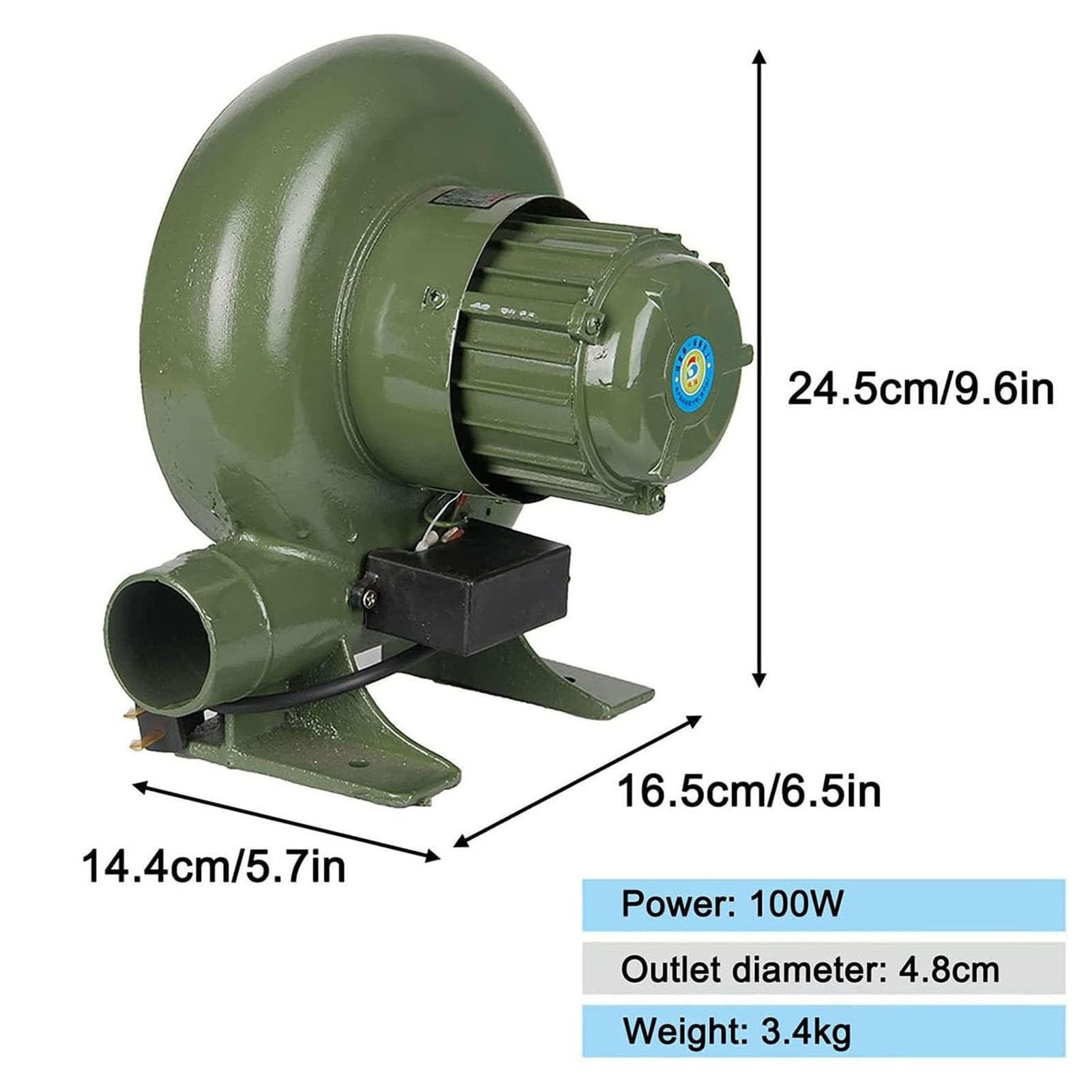 Hinchable Ventilador De Aire Eléctrico - 220V Soplador De Aire Eléctrico Centrífugo, BBQ Que Cocina El Ventilador Manual, Parrilla del Encendedor del Carbón De Fan, para Camping/Picnic(100W)