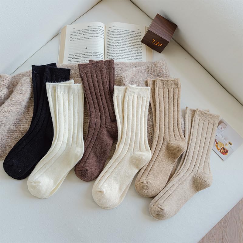 3 Pairs Cute Crew Socks for Women Fall Knit Cotton Socks Granola Girl Aesthetic Long Slouch Socks Gifts for Women2