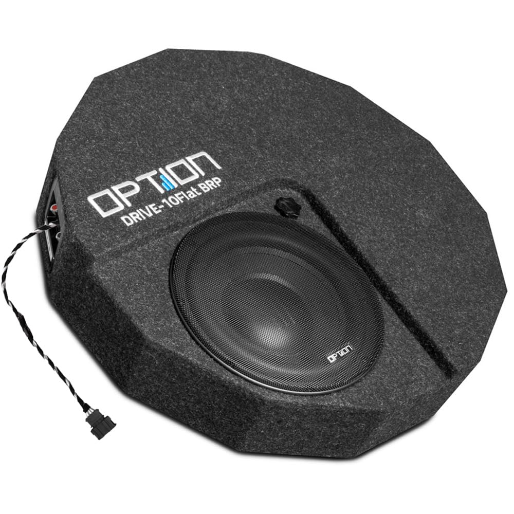 Option Kit de subwoofer compatible con VW Golf 7 (compatible con sistema de sonido DynAudio de fábrica) DRIVE10FLAT-BRP-D2 Subwoofer de rueda de repuesto, instalación Plug & Play